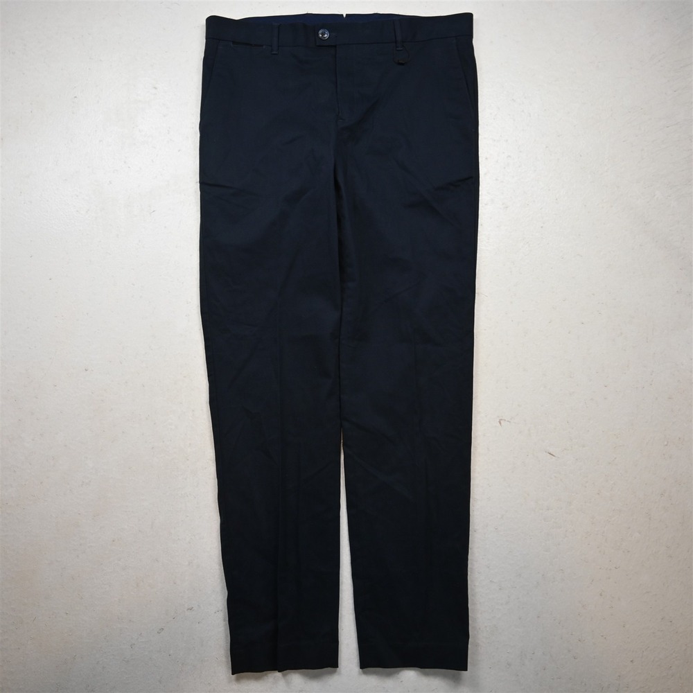 Mango 34x32 Navy Blue Flat Front Slim Dress Mens Pants